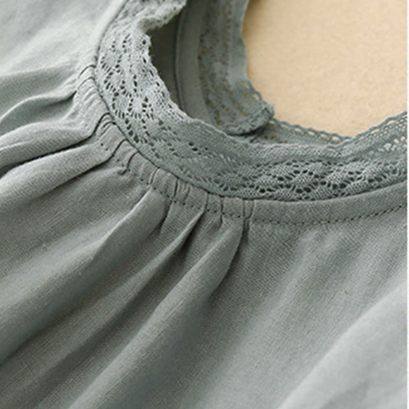 Koszula damska bawełniana z prostymi rękawami w kształcie latarni z motywem Buddha Stones - image 7