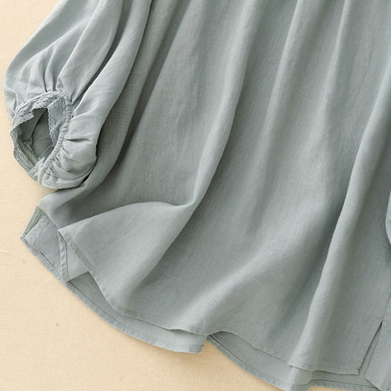 Koszula damska bawełniana z prostymi rękawami w kształcie latarni z motywem Buddha Stones - image 5