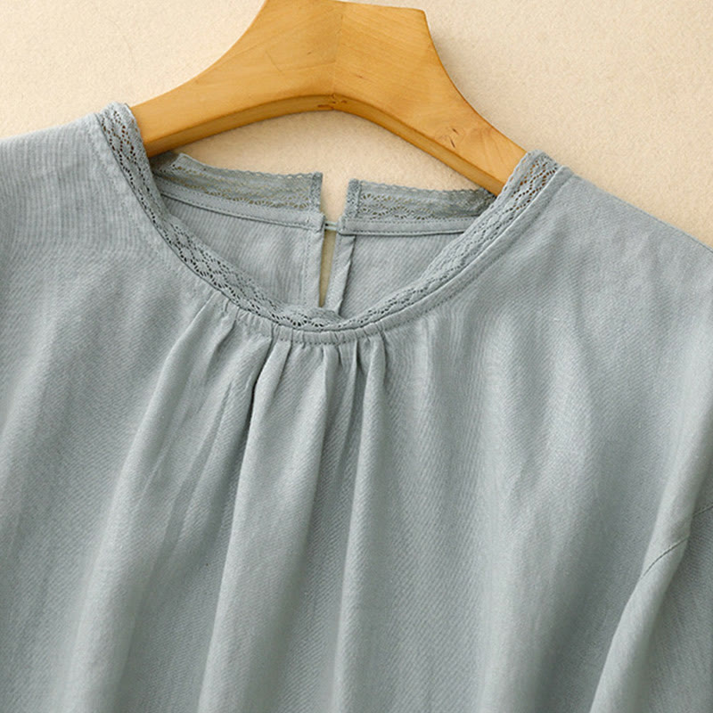 Koszula damska bawełniana z prostymi rękawami w kształcie latarni z motywem Buddha Stones - image 3