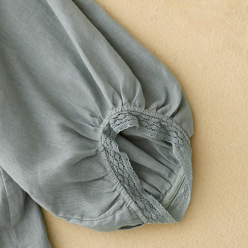 Koszula damska bawełniana z prostymi rękawami w kształcie latarni z motywem Buddha Stones - image 10