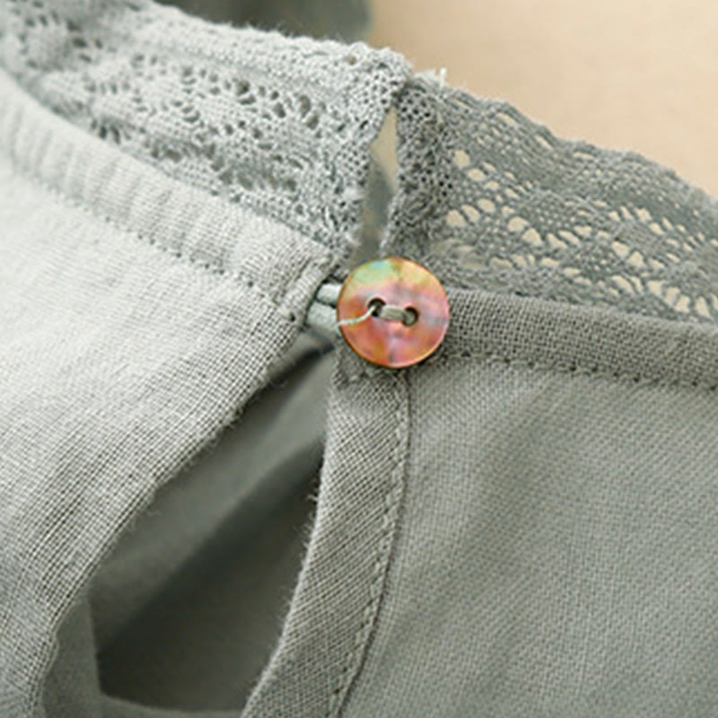 Koszula damska bawełniana z prostymi rękawami w kształcie latarni z motywem Buddha Stones - image 8