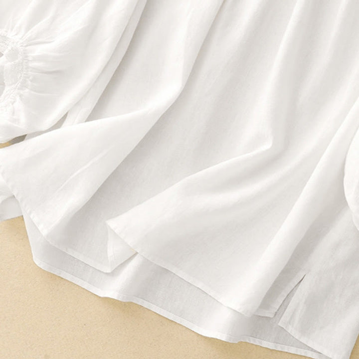 Koszula damska bawełniana z prostymi rękawami w kształcie latarni z motywem Buddha Stones - image 15