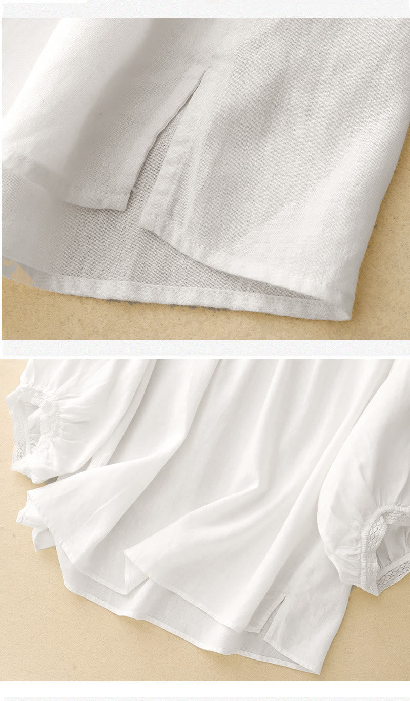 Koszula damska bawełniana z prostymi rękawami w kształcie latarni z motywem Buddha Stones - image 18