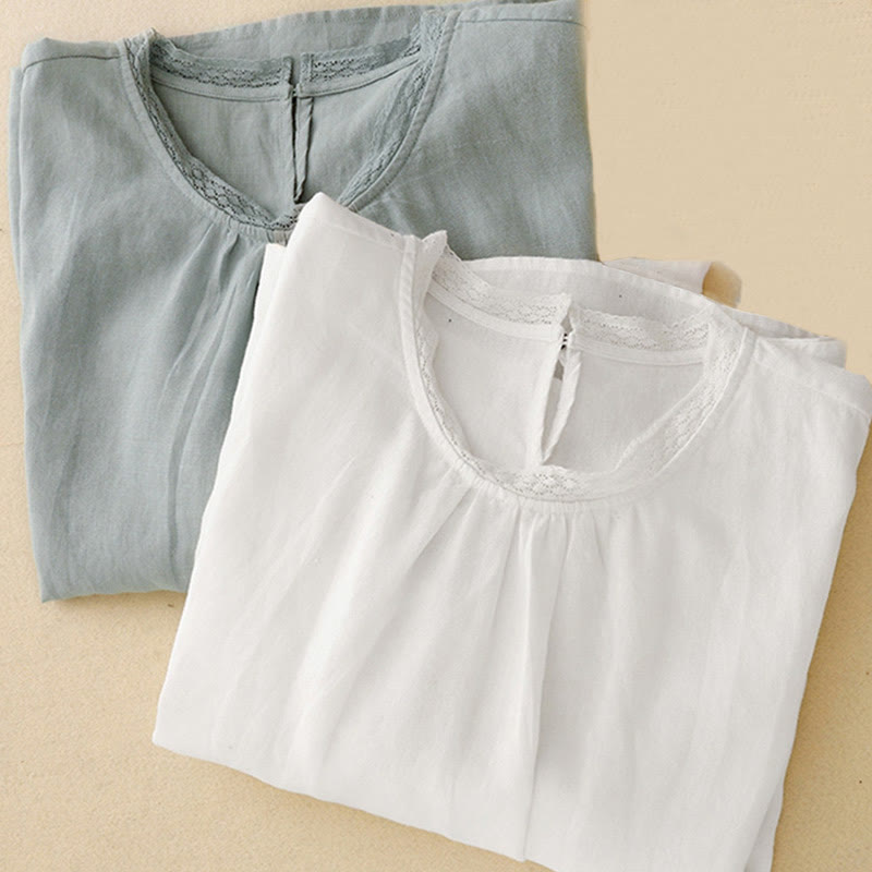 Koszula damska bawełniana z prostymi rękawami w kształcie latarni z motywem Buddha Stones - image 19