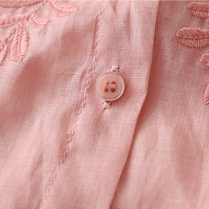 Koszula damska z bawełny i lnu, haftowane kwiaty, jednorzędowa, z Buddha Stones - image 38