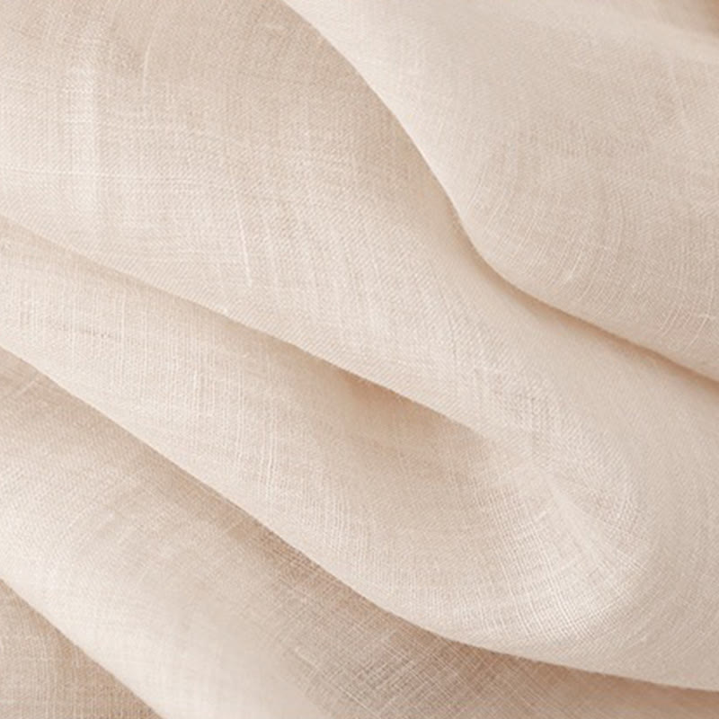 Damska bawełniana lniana koszulka z krótkim rękawem i haftowanymi Buddha Stones , z okrągłym dekoltem i plisami - image 8