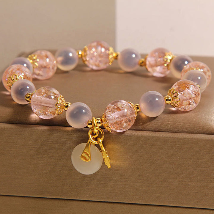 Bransoletka uzdrawiająca z agatem i cukierkami Liuli z Buddha Stones w kształcie znaku Fu Peace - image 1