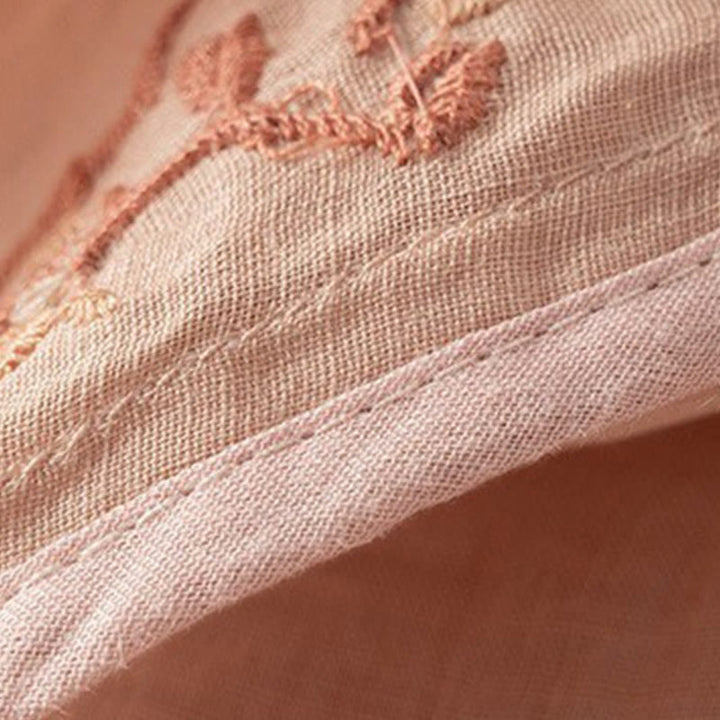 Koszula damska z bawełny i lnu z haftowanym kołnierzykiem i żabim guzikiem w stylu „Buddha Stones” - image 9