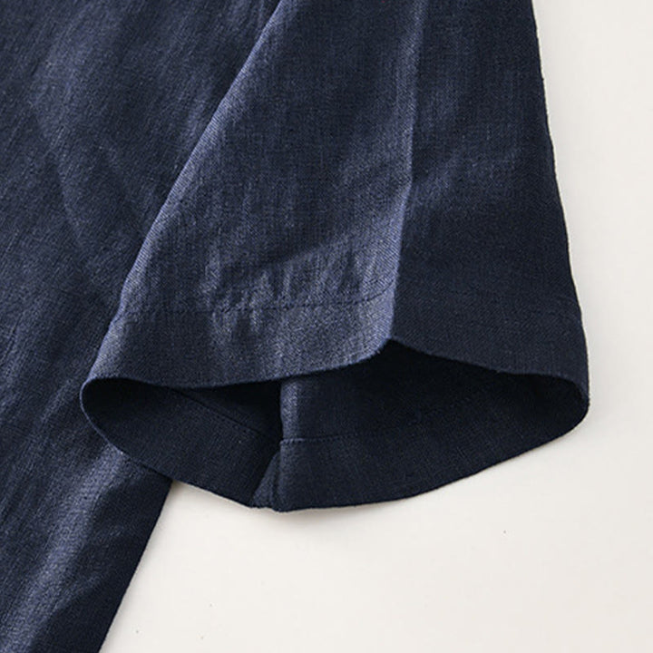 Koszula męska z krótkim rękawem i kieszeniami z motywem Buddha Stones, w jednolitym kolorze, z guzikami - image 17