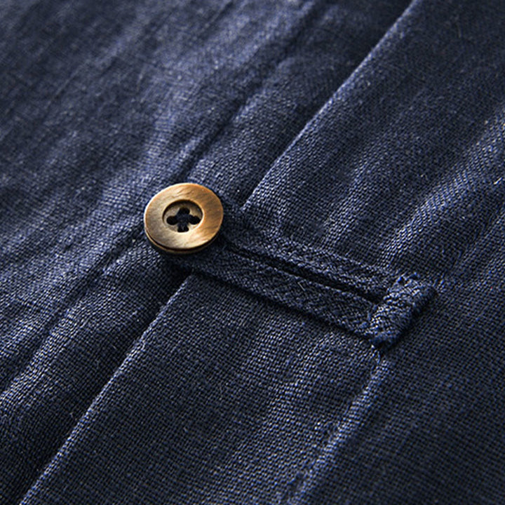 Koszula męska z krótkim rękawem i kieszeniami z motywem Buddha Stones, w jednolitym kolorze, z guzikami - image 15