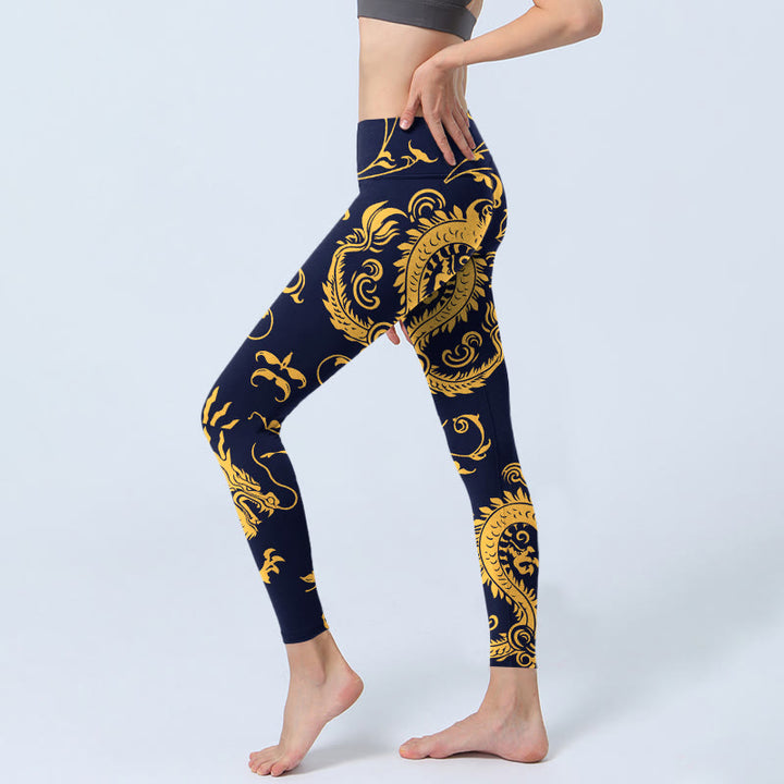 Legginsy do jogi damskie z nadrukiem winorośli i Buddha Stones - image 3