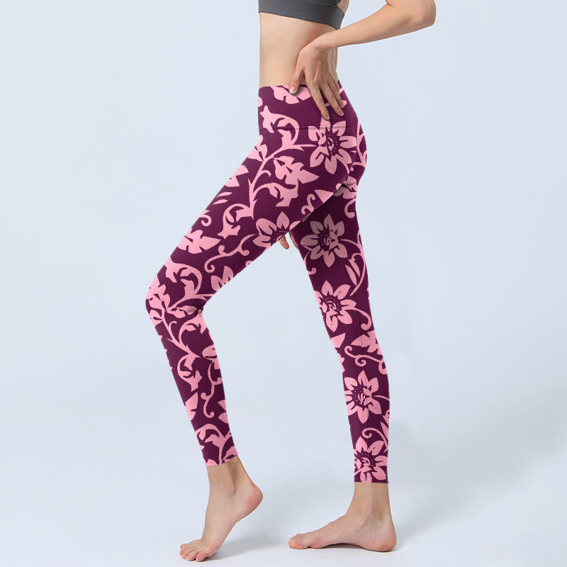 Damskie legginsy do jogi z nadrukiem różowych słoneczników i Buddha Stones - image 3