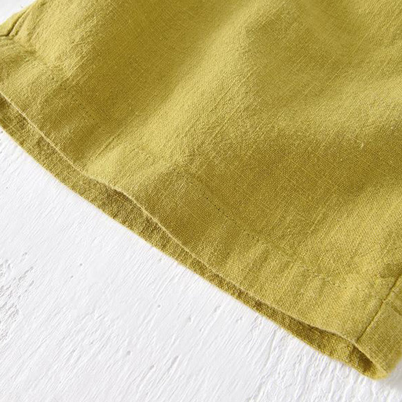 Męskie Buddha Stones lniane z bawełny i kieszeniami, letnie, w jednolitym kolorze, ze ściągaczem i elastyczną talią - image 15