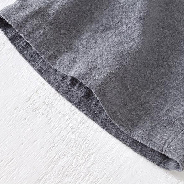 Męskie Buddha Stones lniane z bawełny i kieszeniami, letnie, w jednolitym kolorze, ze ściągaczem i elastyczną talią - image 20