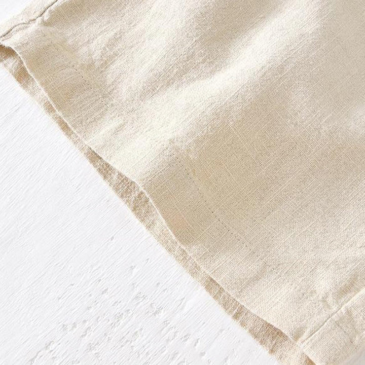 Męskie Buddha Stones lniane z bawełny i kieszeniami, letnie, w jednolitym kolorze, ze ściągaczem i elastyczną talią - image 4