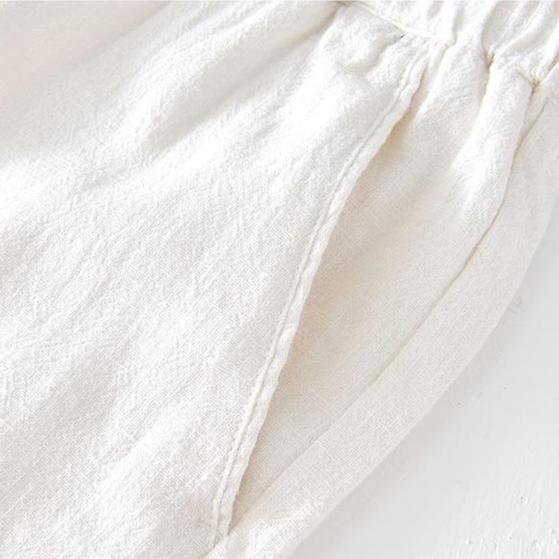 Męskie Buddha Stones lniane z bawełny i kieszeniami, letnie, w jednolitym kolorze, ze ściągaczem i elastyczną talią - image 8