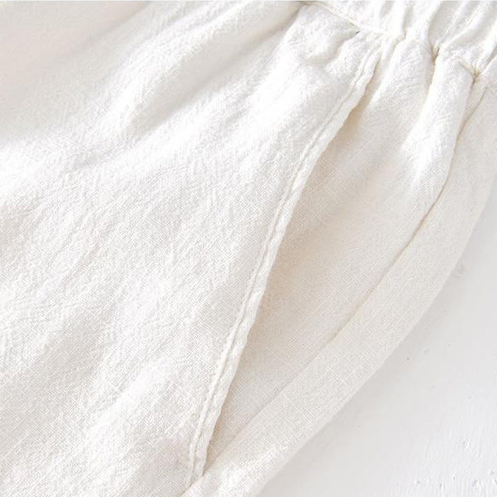 Męskie Buddha Stones lniane z bawełny i kieszeniami, letnie, w jednolitym kolorze, ze ściągaczem i elastyczną talią - image 8