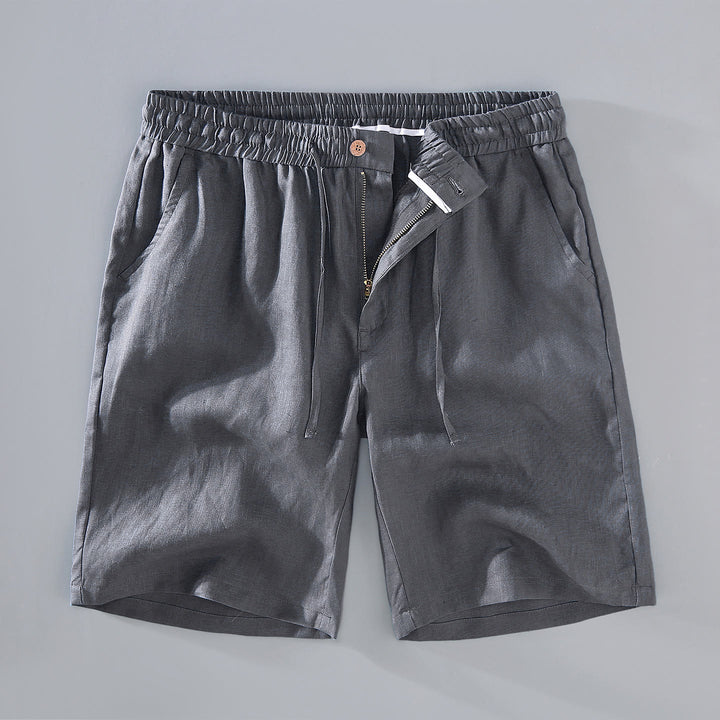 Męskie lniane szorty z kieszeniami, w jednolitym kolorze, z ozdobnym ściągaczem i guzikami, z Buddha Stones - DimGray - US/UK/AU42， EU52 (3XL) - image 12