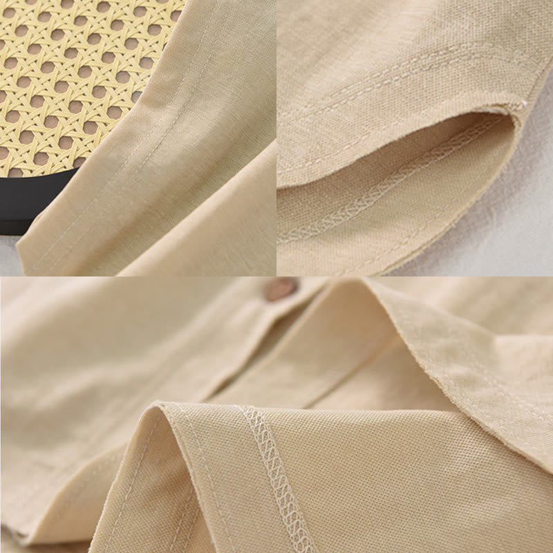 Koszula damska z krótkim rękawem i bawełnianym kołnierzykiem w stylu vintage z motywem Buddha Stones i guzikami - image 20