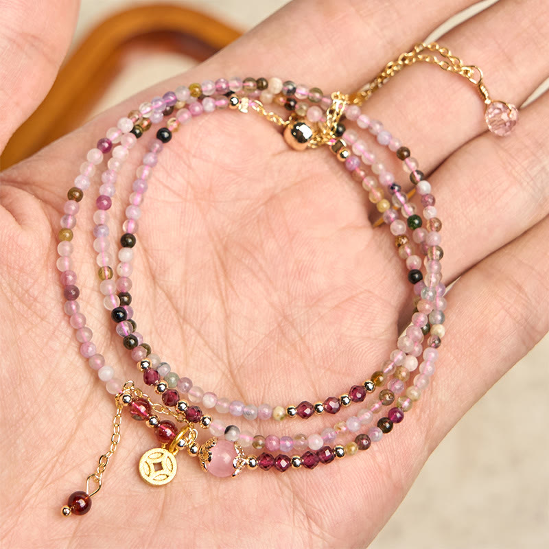 Buddha Stones 2,5 mm Nieregularne Koraliki Kolorowy Turmalin Moneta Bransoletka Mądrości