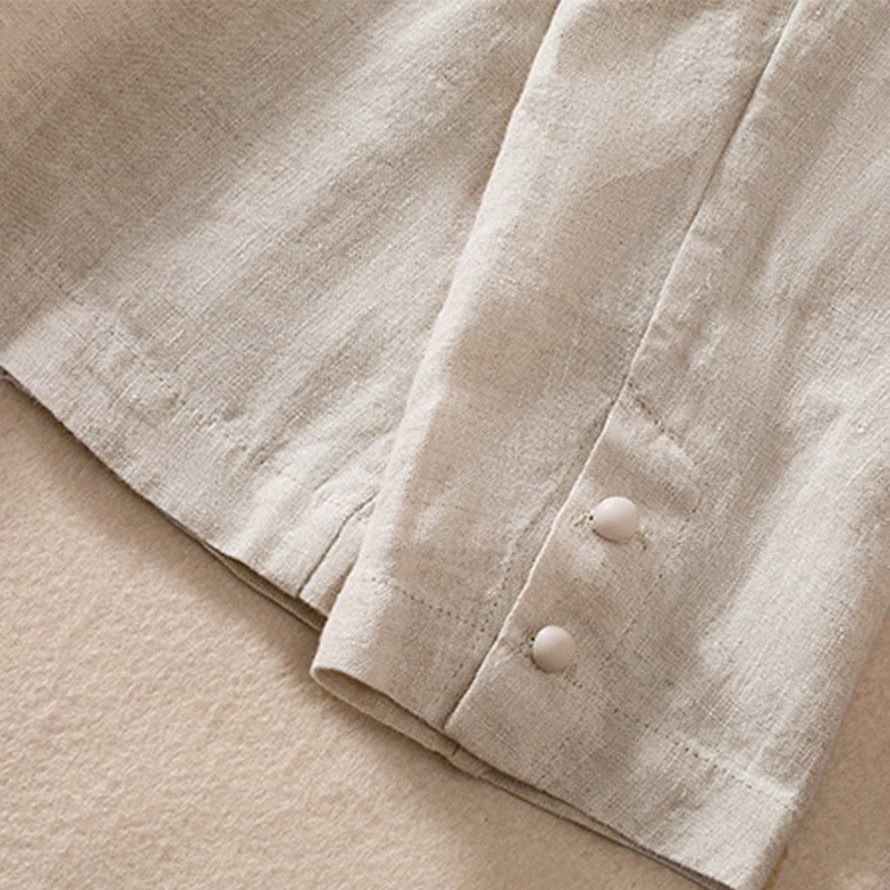 Kurtka damska z długim rękawem i kieszeniami, z bawełny i lnu "Buddha Stones" ze stójką - image 11