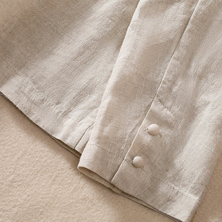 Kurtka damska z długim rękawem i kieszeniami, z bawełny i lnu "Buddha Stones" ze stójką - image 11