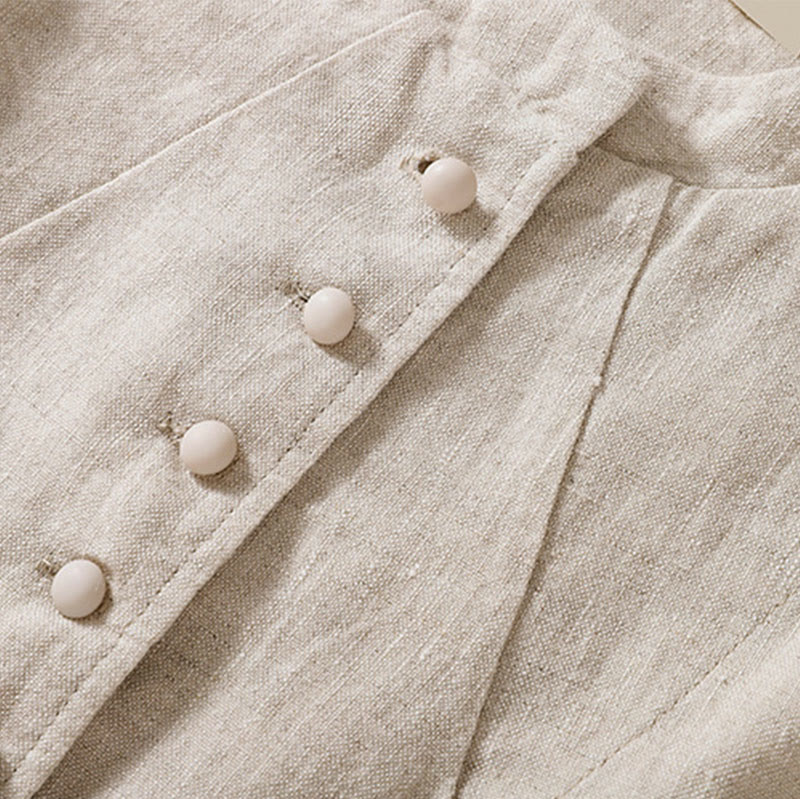 Kurtka damska z długim rękawem i kieszeniami, z bawełny i lnu "Buddha Stones" ze stójką - image 10