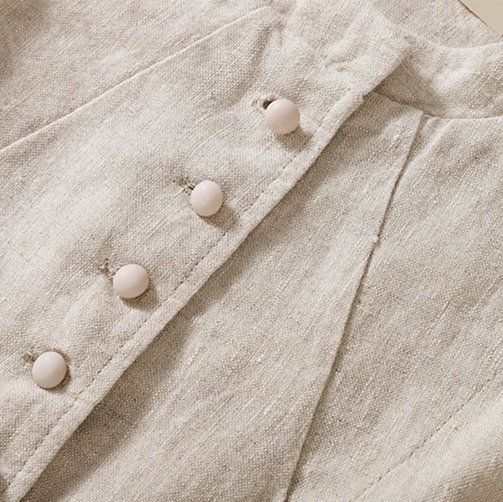 Kurtka damska z długim rękawem i kieszeniami, z bawełny i lnu "Buddha Stones" ze stójką - image 10