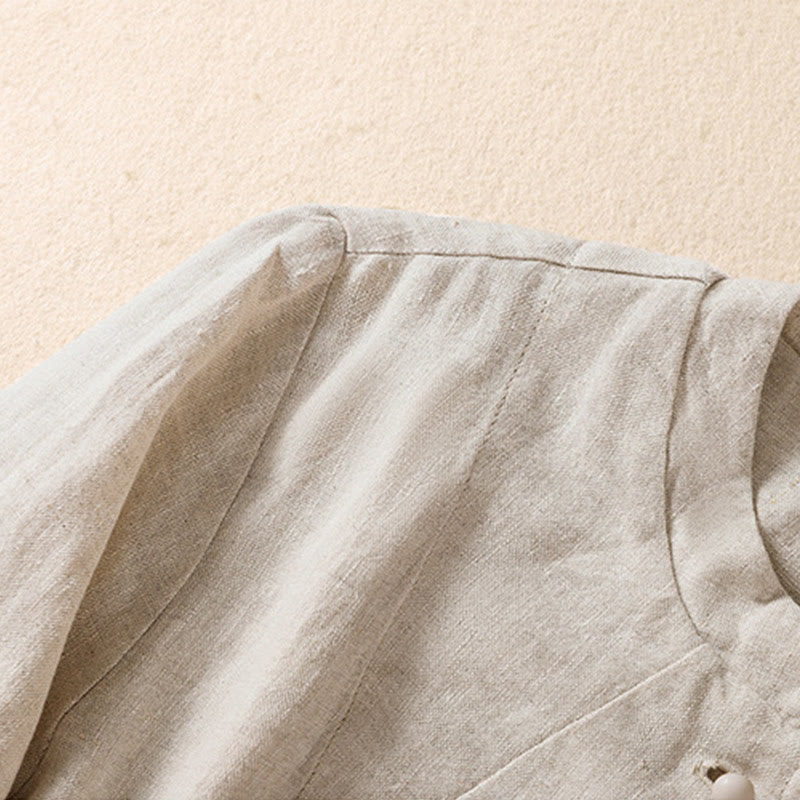 Kurtka damska z długim rękawem i kieszeniami, z bawełny i lnu "Buddha Stones" ze stójką - image 6