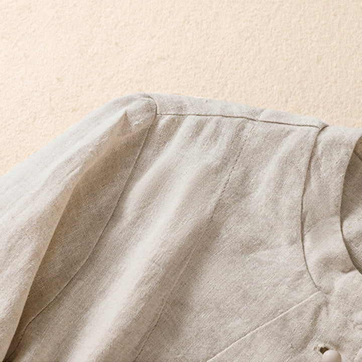 Kurtka damska z długim rękawem i kieszeniami, z bawełny i lnu "Buddha Stones" ze stójką - image 6