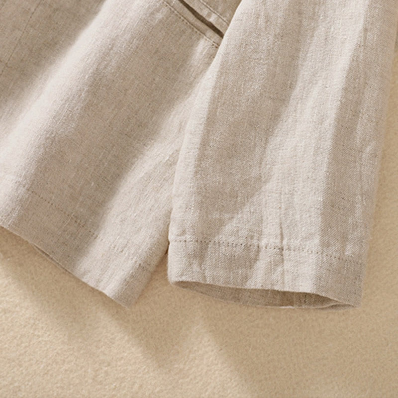 Kurtka damska z długim rękawem i kieszeniami, z bawełny i lnu "Buddha Stones" ze stójką - image 3