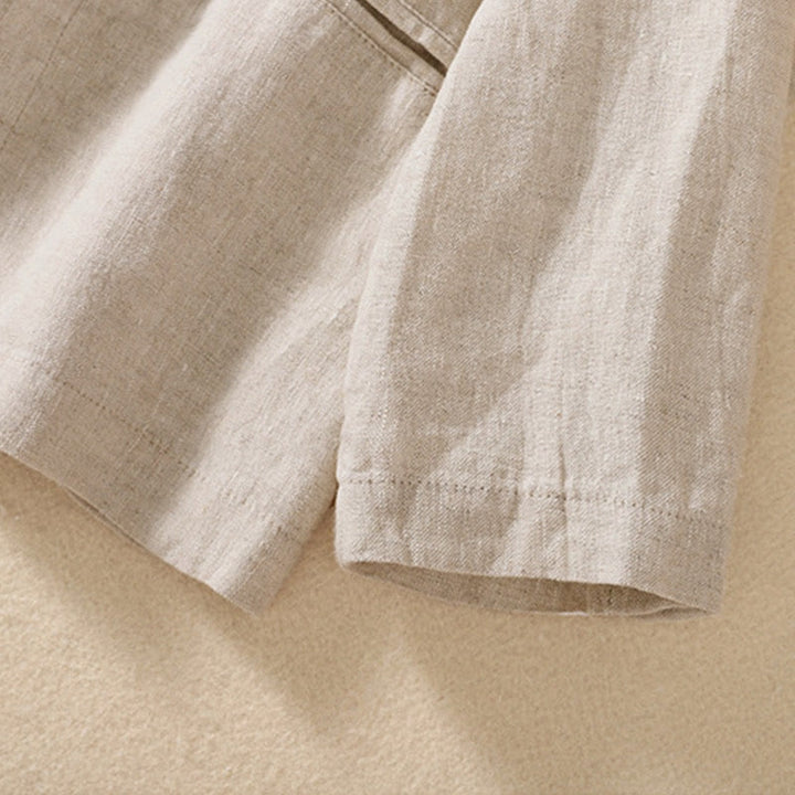 Kurtka damska z długim rękawem i kieszeniami, z bawełny i lnu "Buddha Stones" ze stójką - image 3