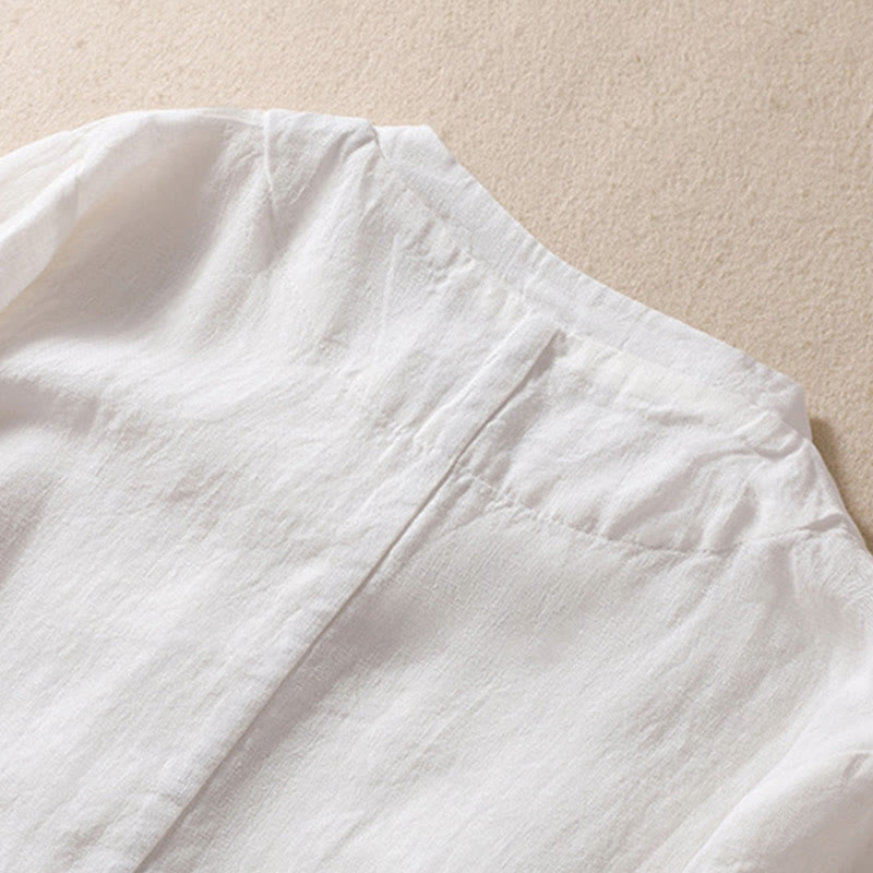 Kurtka damska z długim rękawem i kieszeniami, z bawełny i lnu "Buddha Stones" ze stójką - image 15