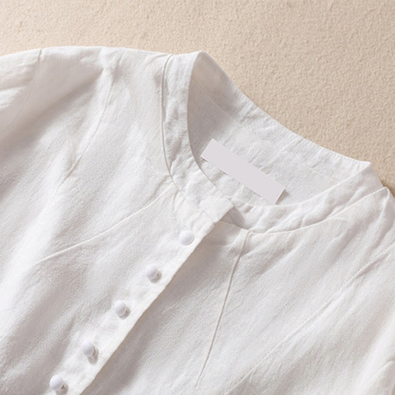 Kurtka damska z długim rękawem i kieszeniami, z bawełny i lnu "Buddha Stones" ze stójką - image 20