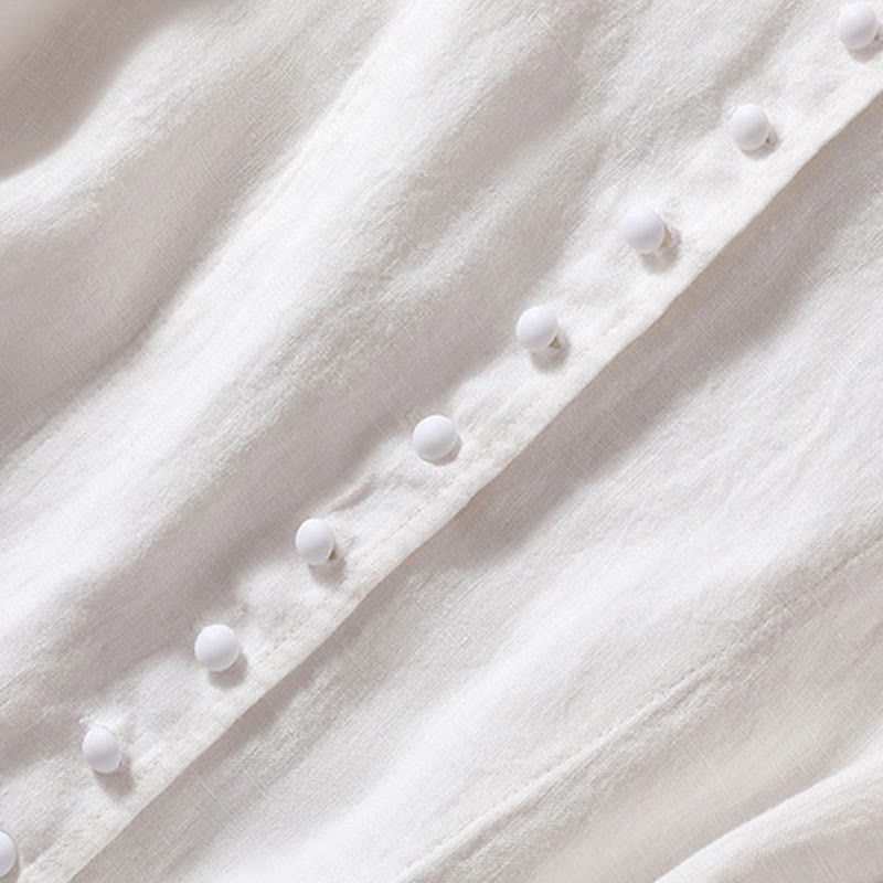 Kurtka damska z długim rękawem i kieszeniami, z bawełny i lnu "Buddha Stones" ze stójką - image 21