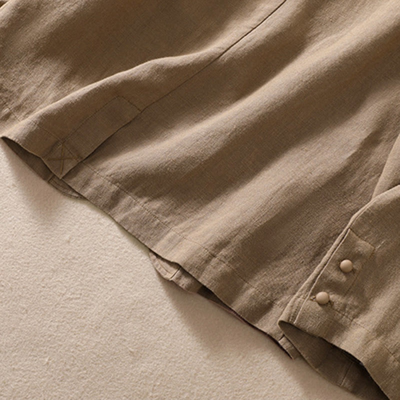 Kurtka damska z długim rękawem i kieszeniami, z bawełny i lnu "Buddha Stones" ze stójką - image 24