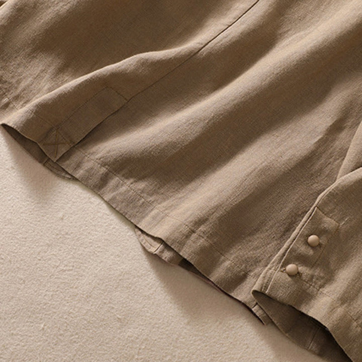 Kurtka damska z długim rękawem i kieszeniami, z bawełny i lnu "Buddha Stones" ze stójką - image 24