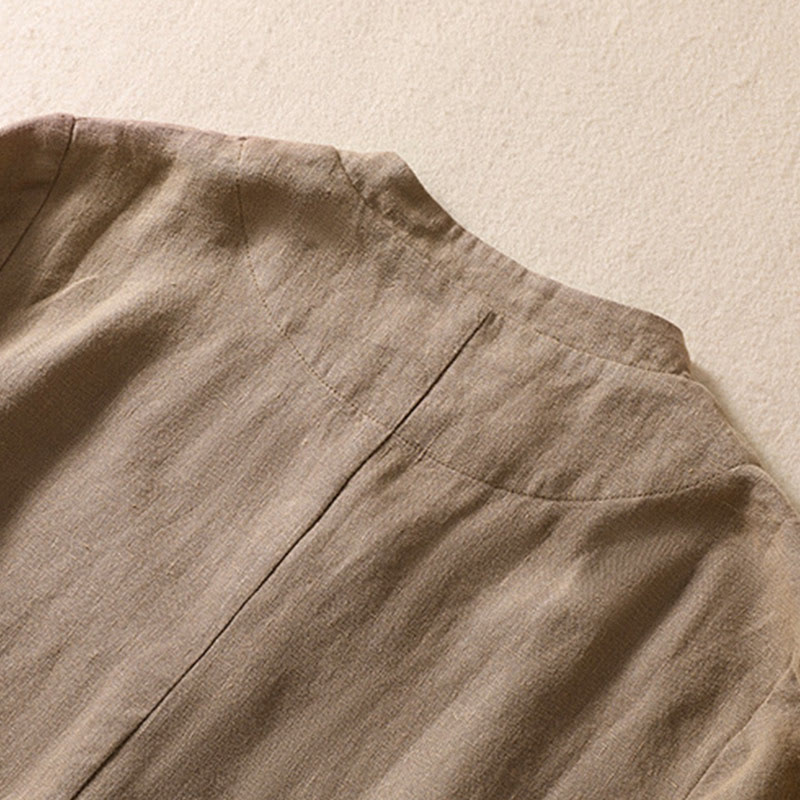 Kurtka damska z długim rękawem i kieszeniami, z bawełny i lnu "Buddha Stones" ze stójką - image 25