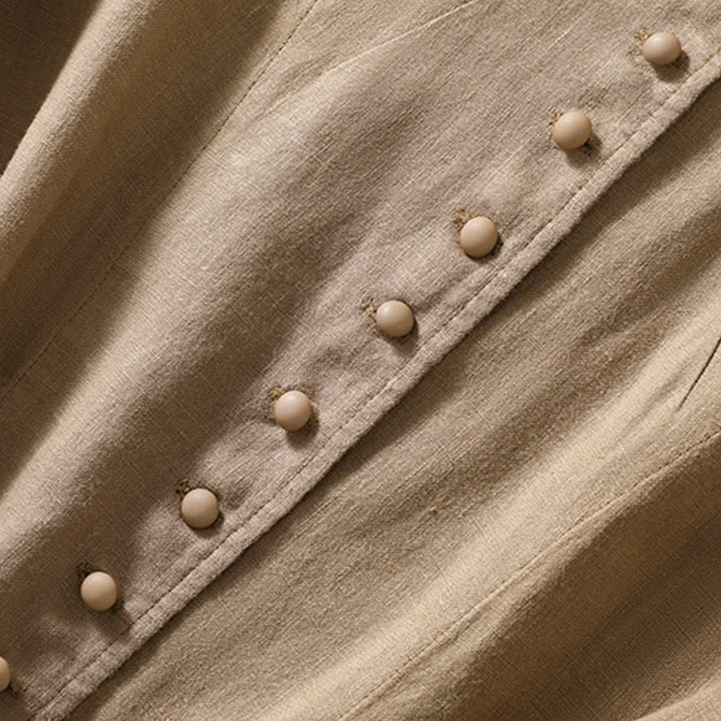 Kurtka damska z długim rękawem i kieszeniami, z bawełny i lnu "Buddha Stones" ze stójką - image 27