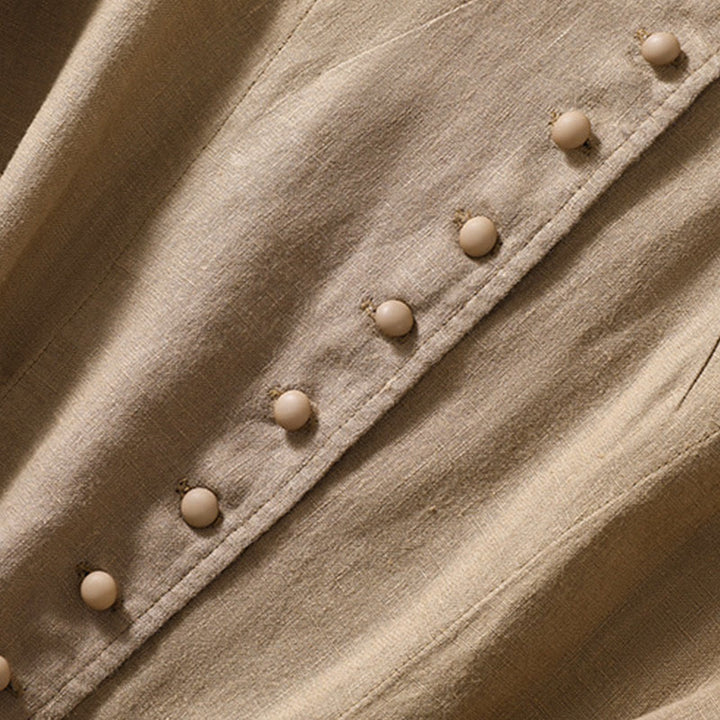 Kurtka damska z długim rękawem i kieszeniami, z bawełny i lnu "Buddha Stones" ze stójką - image 27