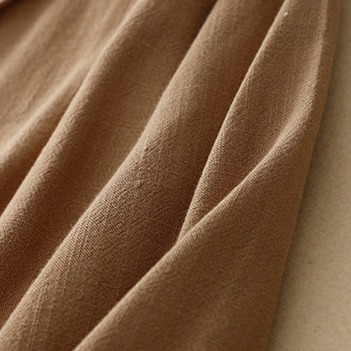 Kurtka damska z długim rękawem i kieszeniami, z bawełny i lnu Buddha Stones, zapinana na guziki żabki - image 3