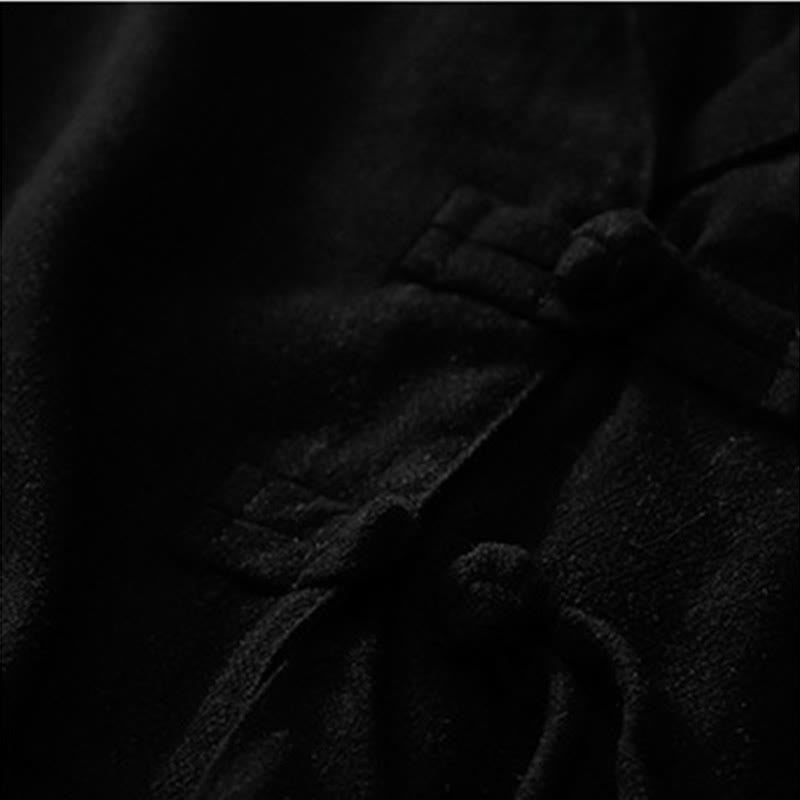 Kurtka damska z długim rękawem i kieszeniami, z bawełny i lnu Buddha Stones, zapinana na guziki żabki - image 14