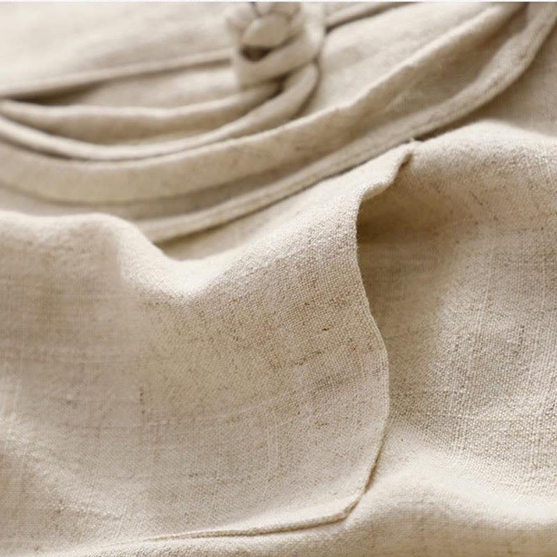 Kurtka damska z długim rękawem i kieszeniami, z bawełny i lnu Buddha Stones, zapinana na guziki żabki - image 21