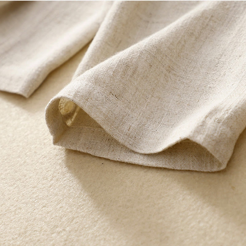 Kurtka damska z długim rękawem i kieszeniami, z bawełny i lnu Buddha Stones, zapinana na guziki żabki - image 23