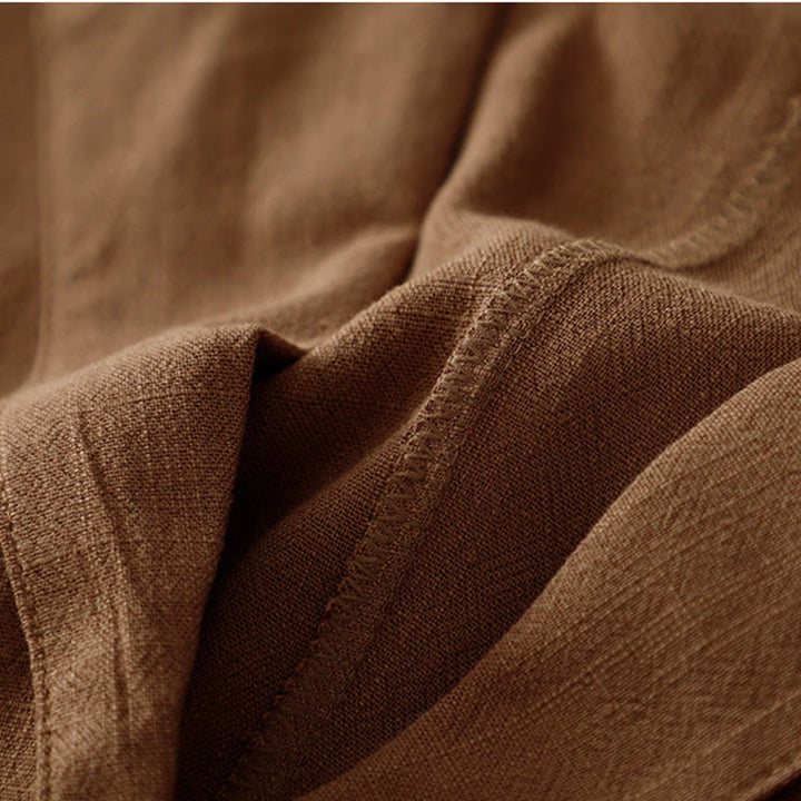 Kurtka damska z długim rękawem i kieszeniami, z bawełny i lnu Buddha Stones, zapinana na guziki żabki - image 30