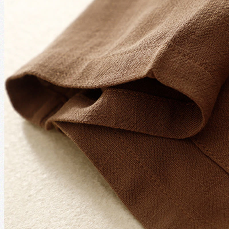 Kurtka damska z długim rękawem i kieszeniami, z bawełny i lnu Buddha Stones, zapinana na guziki żabki - image 27