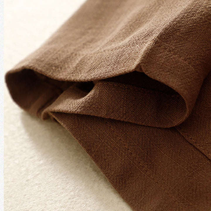 Kurtka damska z długim rękawem i kieszeniami, z bawełny i lnu Buddha Stones, zapinana na guziki żabki - image 27