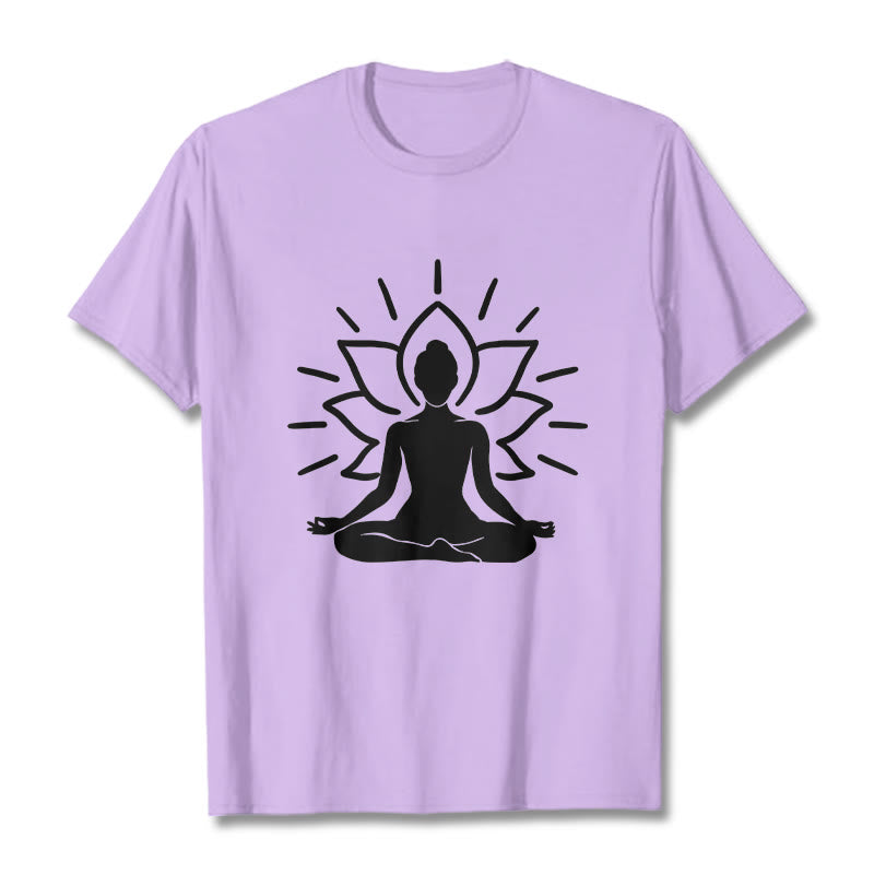 Koszulka z nadrukiem Buddha Stones, swobodny medytacyjny wzór lotosu - Śliwka - 2XL - image 17