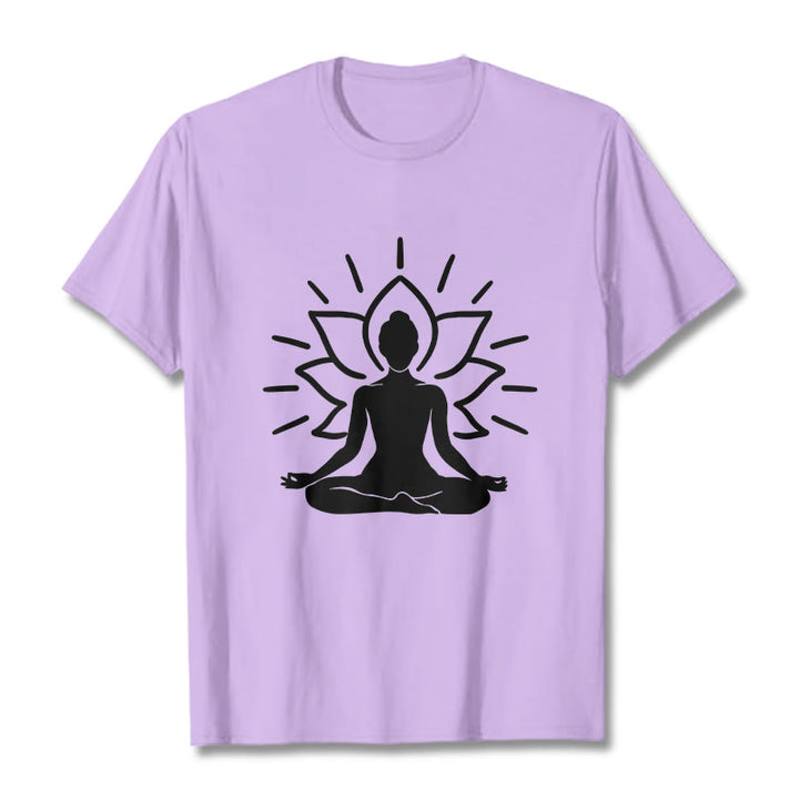 Koszulka z nadrukiem Buddha Stones, swobodny medytacyjny wzór lotosu - Śliwka - 2XL - image 17
