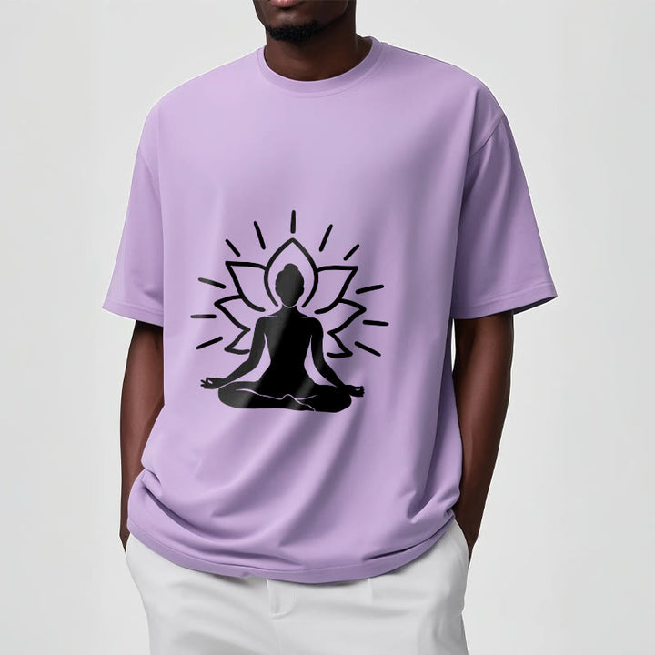 Koszulka z nadrukiem Buddha Stones, swobodny medytacyjny wzór lotosu - image 18